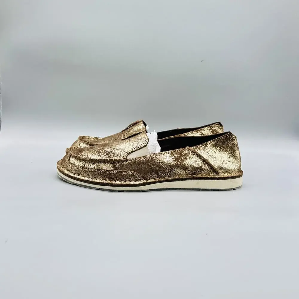 Ariat Shoes Womens 10 Gold Leather Glitter Cruiser Moccasin Flats Slip On Casual